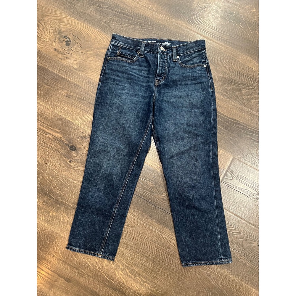 Old Navy High Rise Slouchy Straight Jeans Dark Wash Secret Slim Pockets Size 2‎